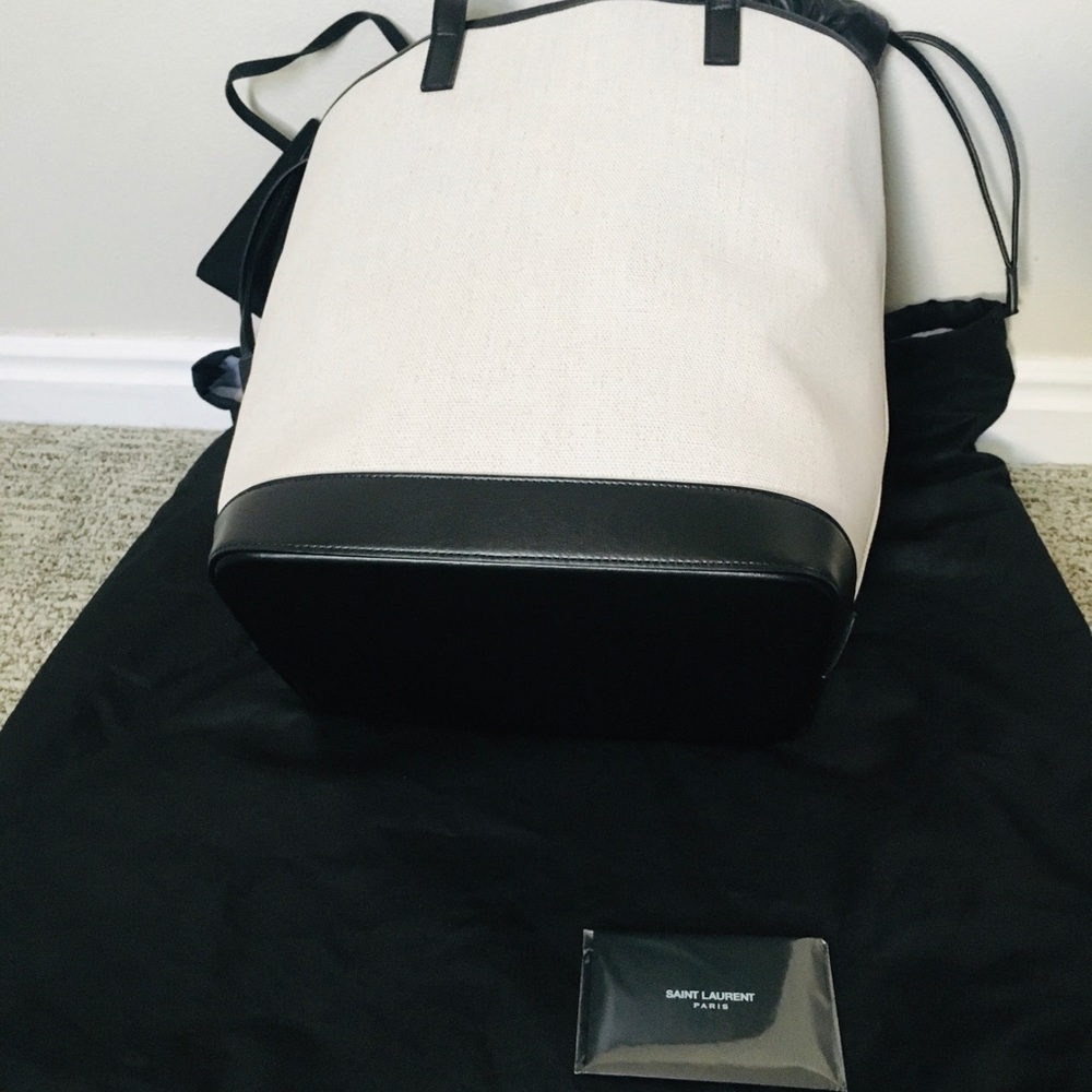 New Authentic SAINT LAURENTTeddy Linen Tote - Picture 6 of 8
